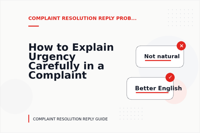 How to Explain Urgency Carefully in a Complaint Resolution Reply How to Explain Urgency Carefully in a Complaint Resolution Reply