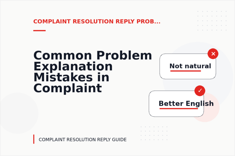 Common Problem Explanation Mistakes in Complaint Resolution Reply English Common Problem Explanation Mistakes in Complaint Resolution Reply English